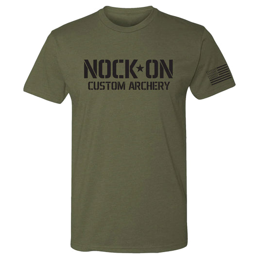 NOCK ON Stencil Military Green Tee